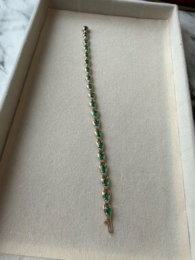 10k Emerald & Diamond Accent Bracelet
